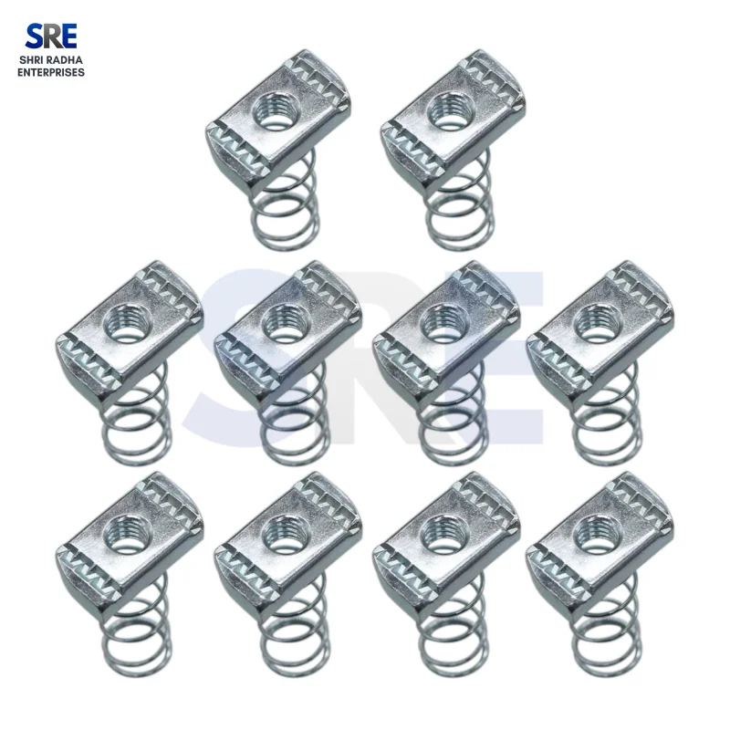 Hot dip galvanized HDG spring nut with long spring for industrial strut channel framing Thumbnail 4