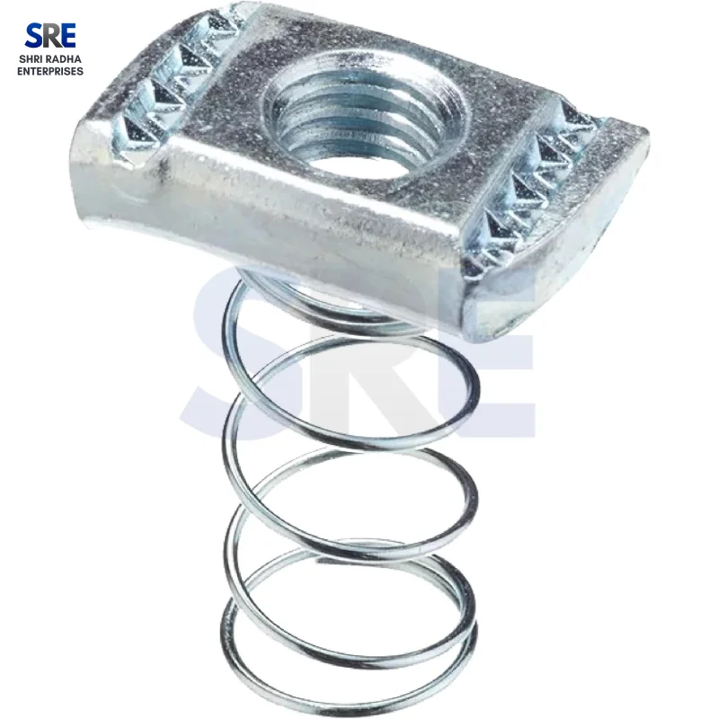 SRE manufactured bright zinc plated long spring nuts bulk wholesale supply for contractors Thumbnail 5